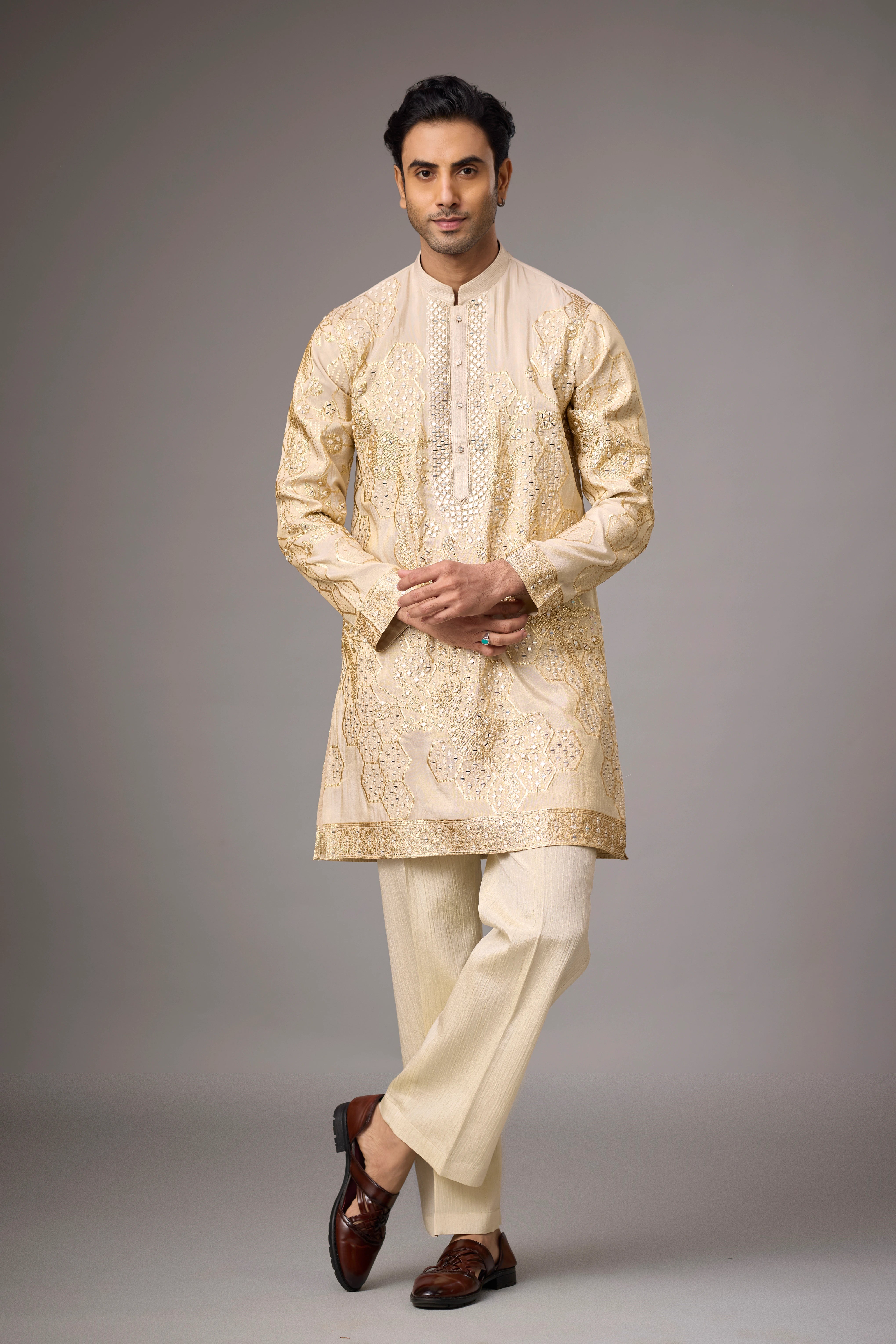 Ivory Gold Heritage Embroidered Kurta Set