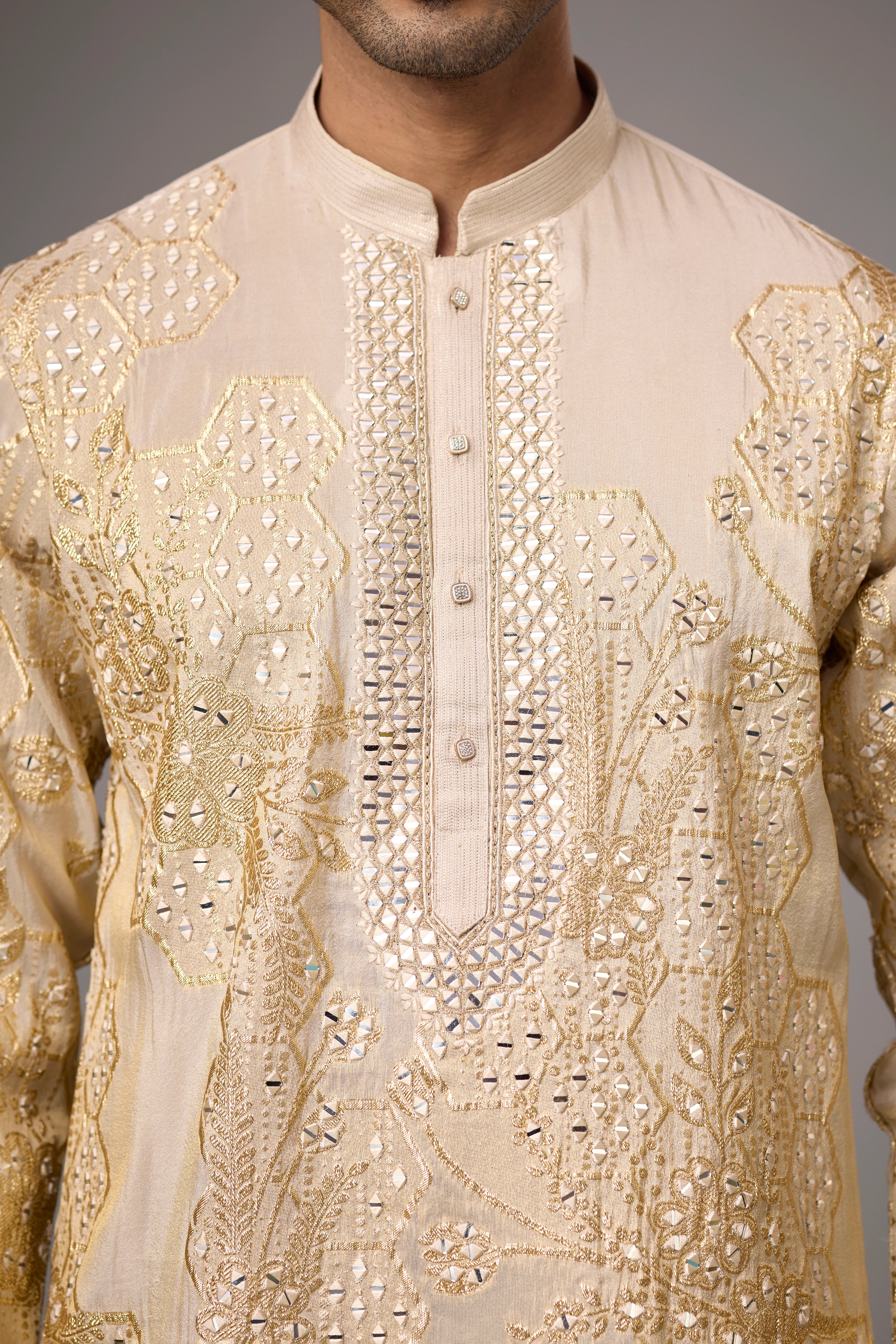 Ivory Gold Heritage Embroidered Kurta Set