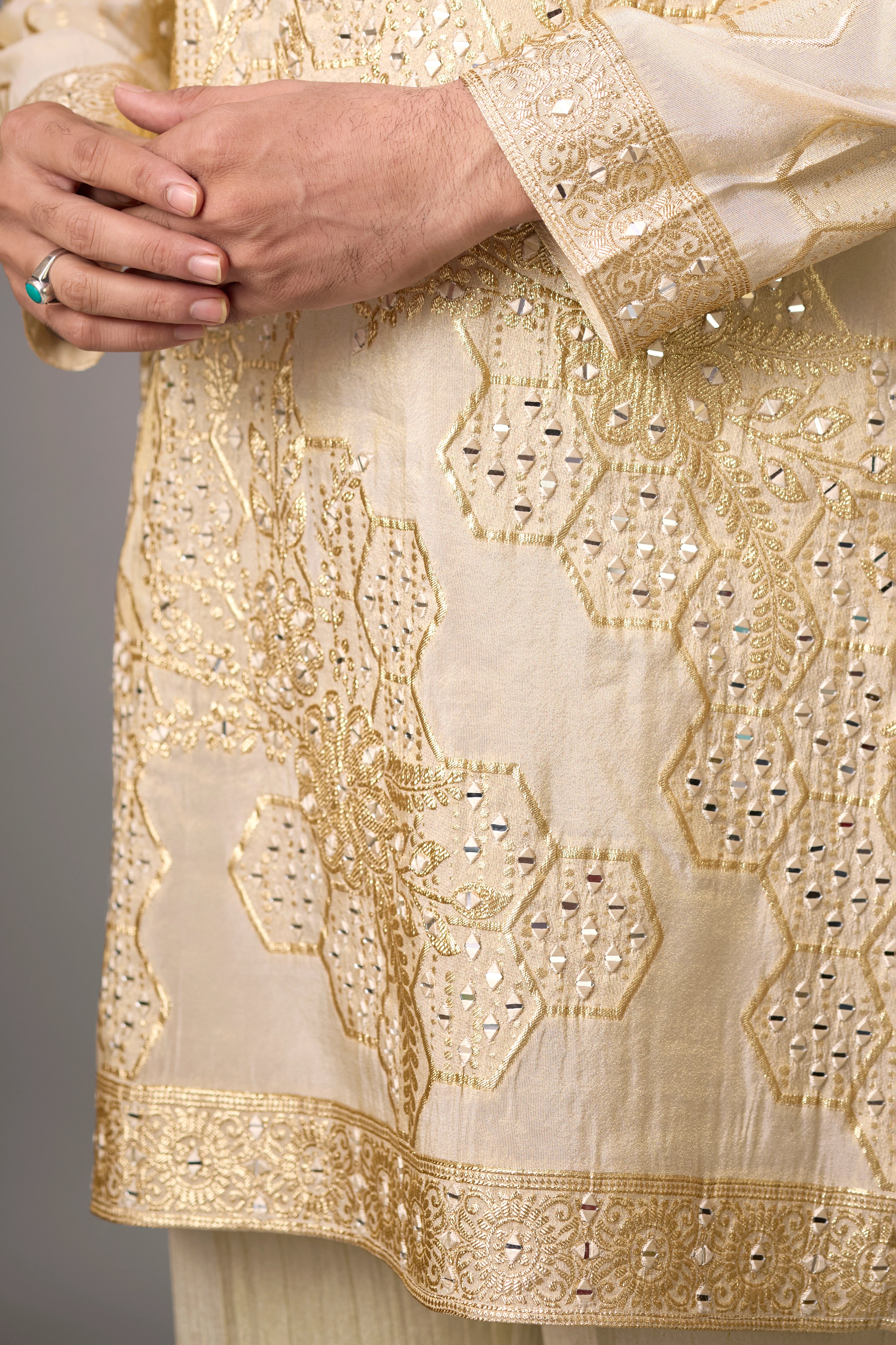 Ivory Gold Heritage Embroidered Kurta Set