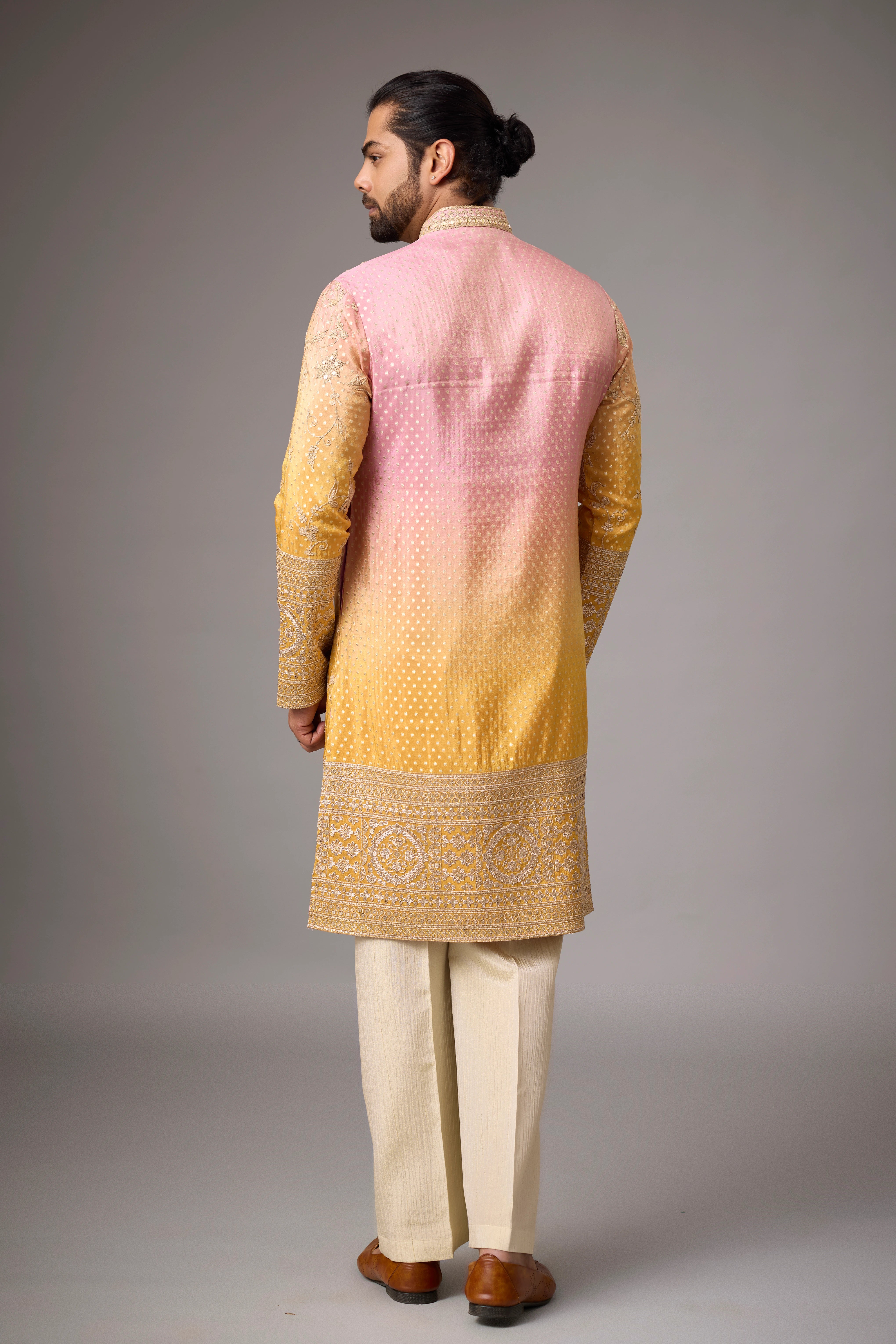 Blush Gold Heritage Kurta Pajama Set – Front View | Mahavir NX