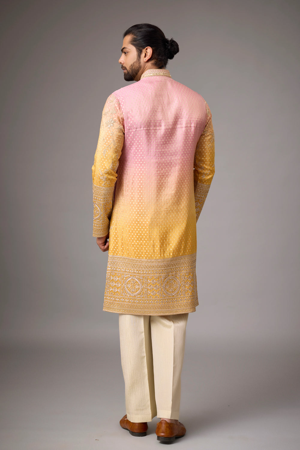 Blush Gold Heritage Kurta Pajama Set – Front View | Mahavir NX