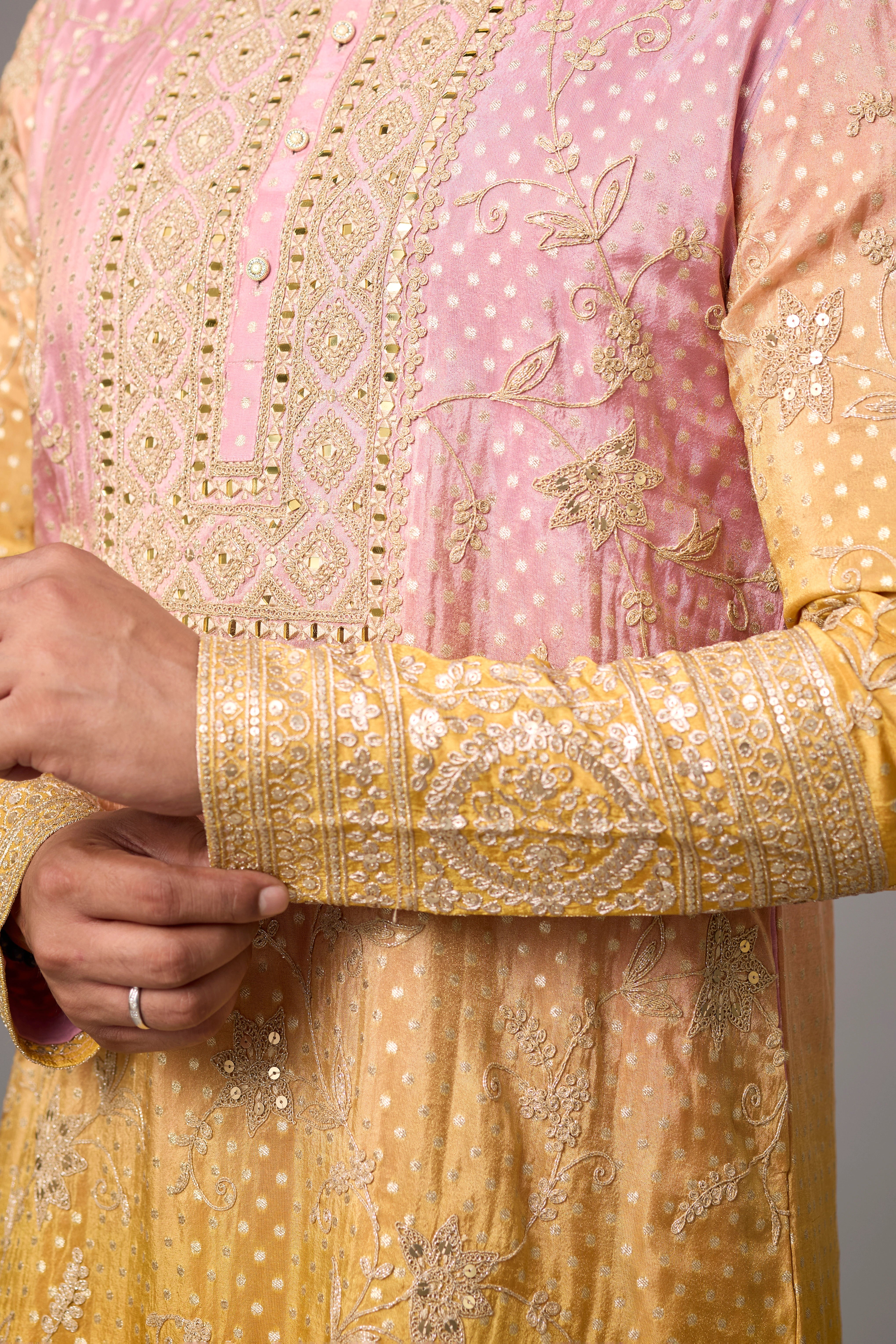 Dense Gold Border Kurta Set for Men – Wedding Season 2026 | Mahavir NX