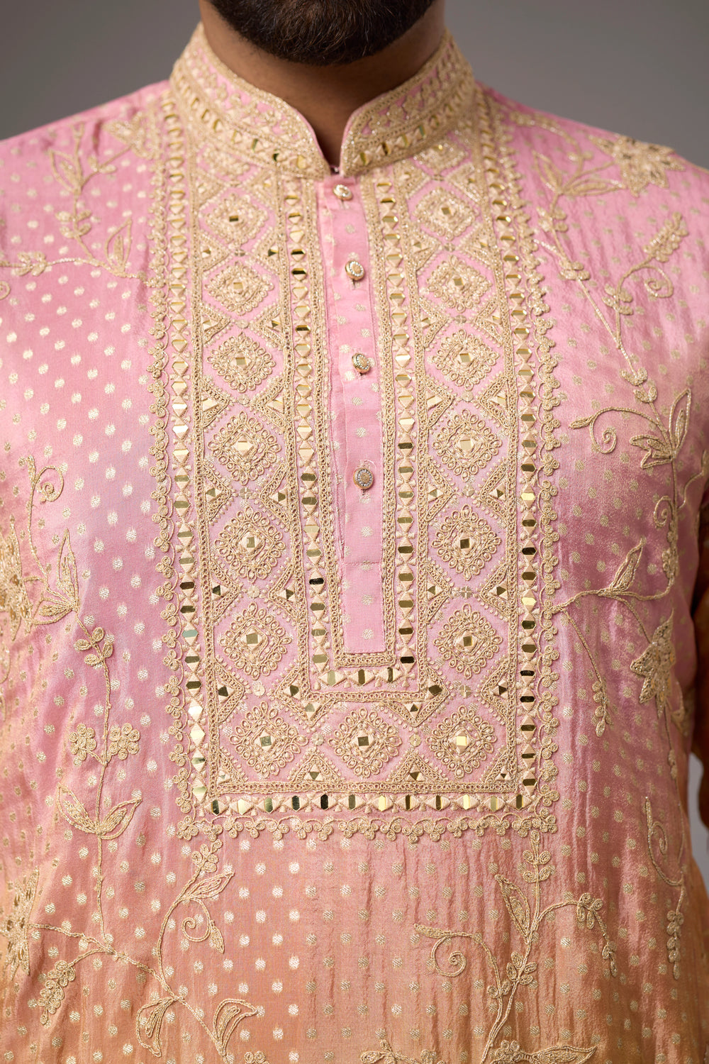 Blush Gold Heritage Kurta Set for Men – Full Length View | Mahavir NX