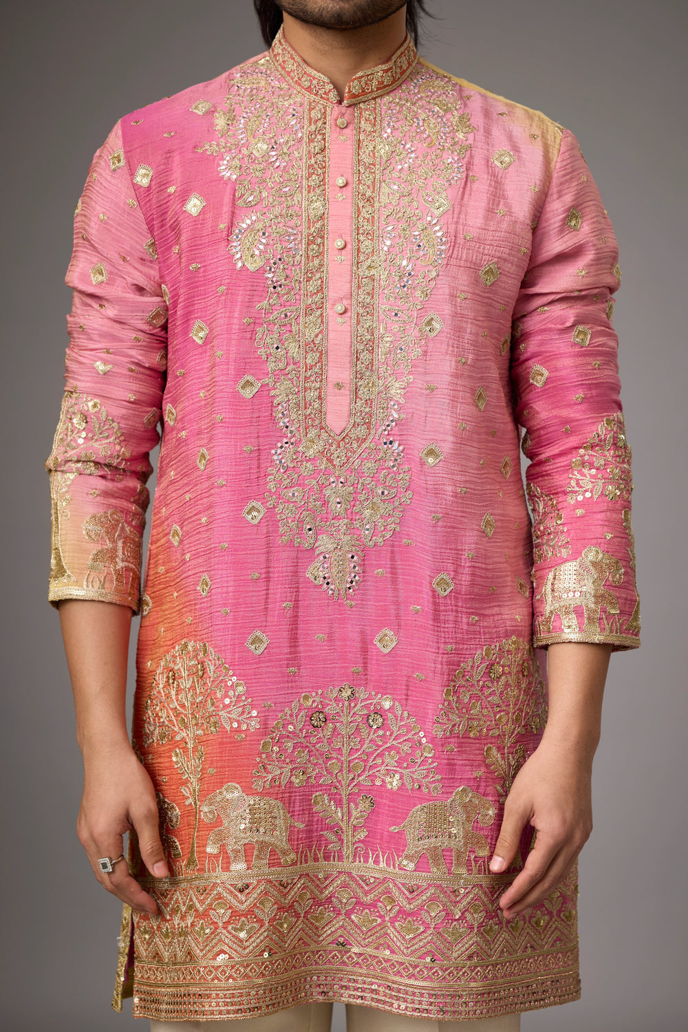 Traditional Figure Embroidered Border Kurta Set – Wedding Wear | Mahavir NX