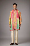 Mustard Heritage Floral Kurta Set with Multicolour Stole