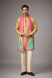 Mustard Heritage Floral Kurta Set with Multicolour Stole