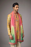 Mustard Heritage Floral Kurta Set with Multicolour Stole