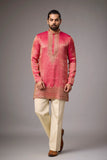 Coral Pink Regal Brocade Kurta Set
