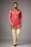 Coral Pink Regal Brocade Kurta Set