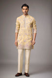 Champagne Gold Floral Embroidered Kurta Set