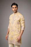 Champagne Gold Floral Embroidered Kurta Set