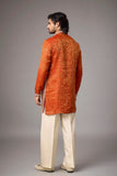 Burnt Orange Regal Brocade Kurta Set
