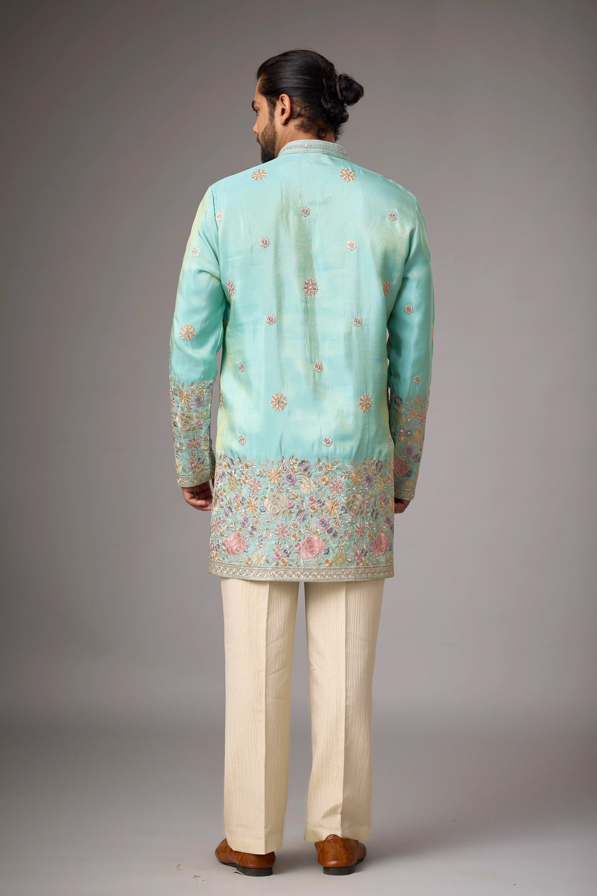 Aqua Mint Heritage Embroidered Kurta Set
