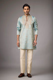 Celadon Blue Heritage Embroidered Kurta Set