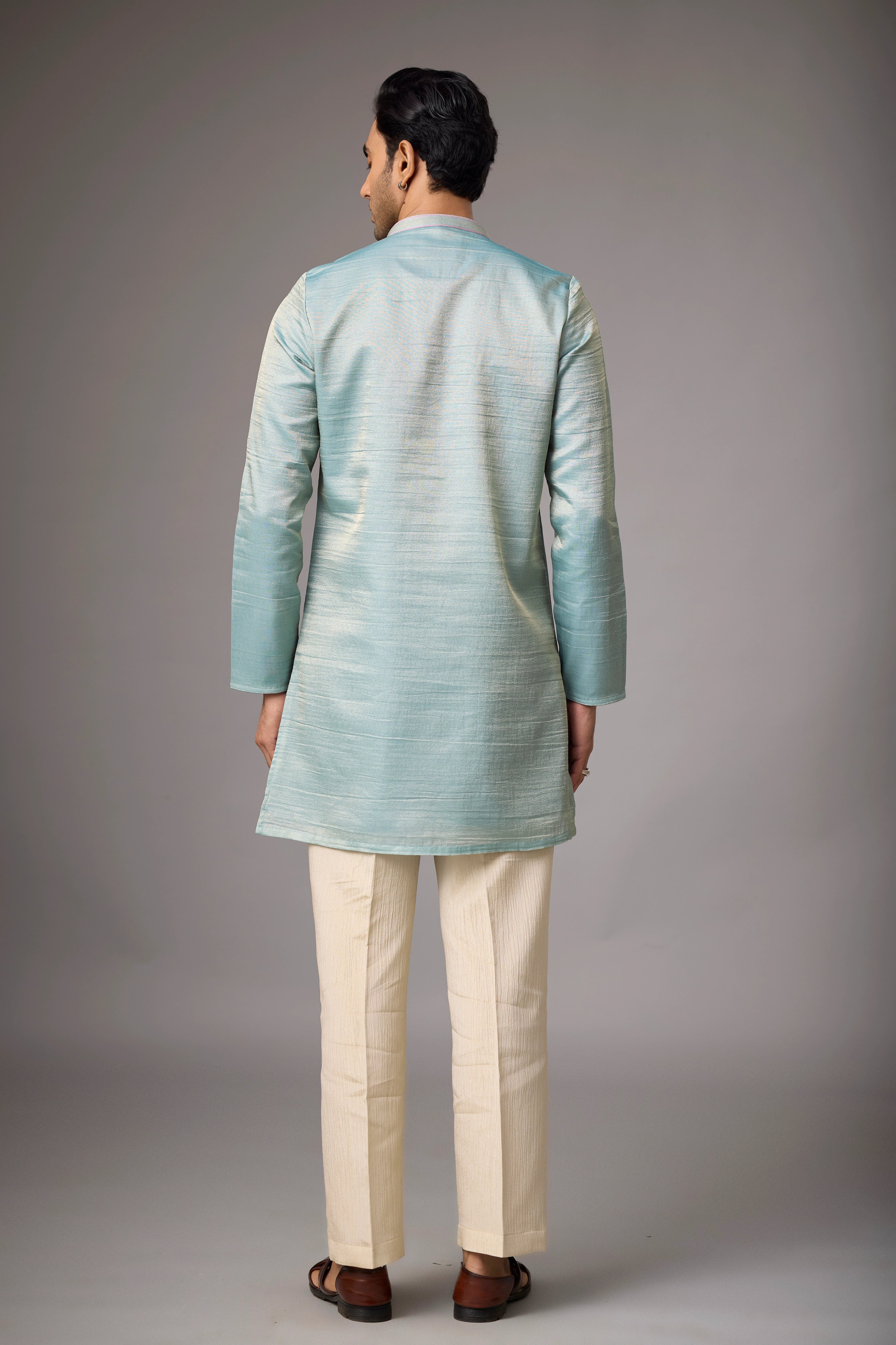 Celadon Blue Heritage Embroidered Kurta Set