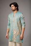 Sage Teal Floral Embroidered Kurta Set