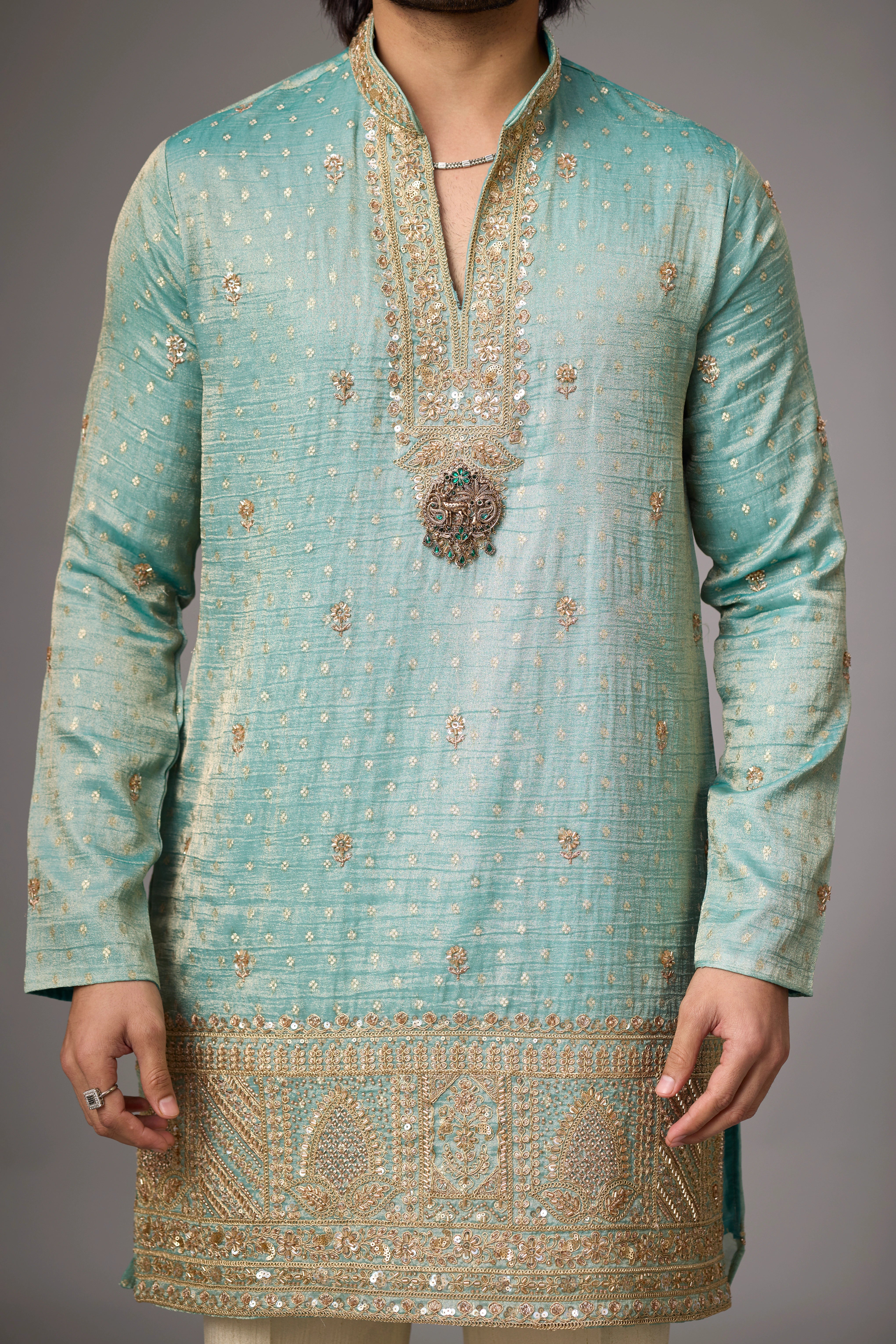 Mint Sage Regal Embroidered Kurta Set