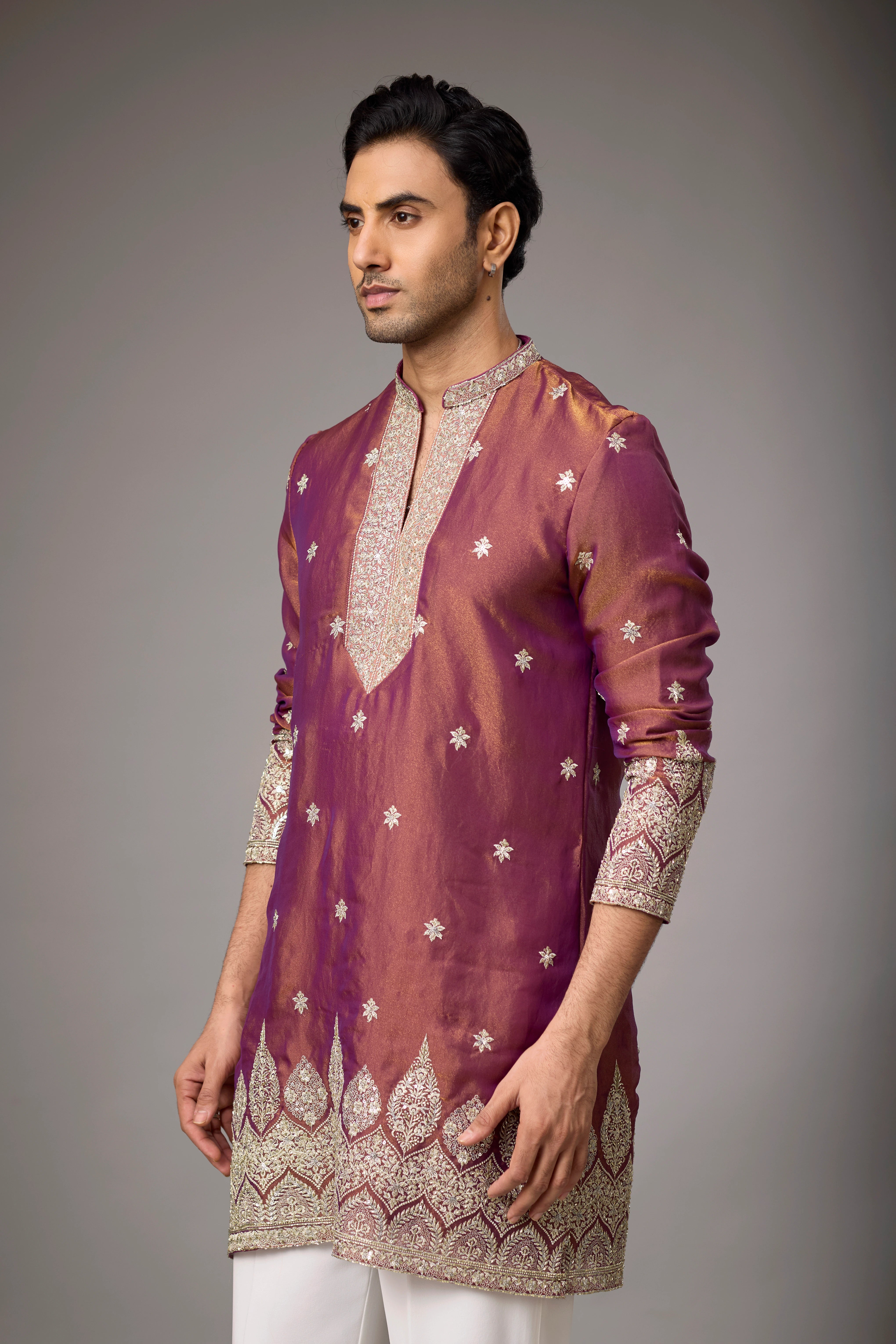 Maroon Royale Embroidered Kurta with Stole
