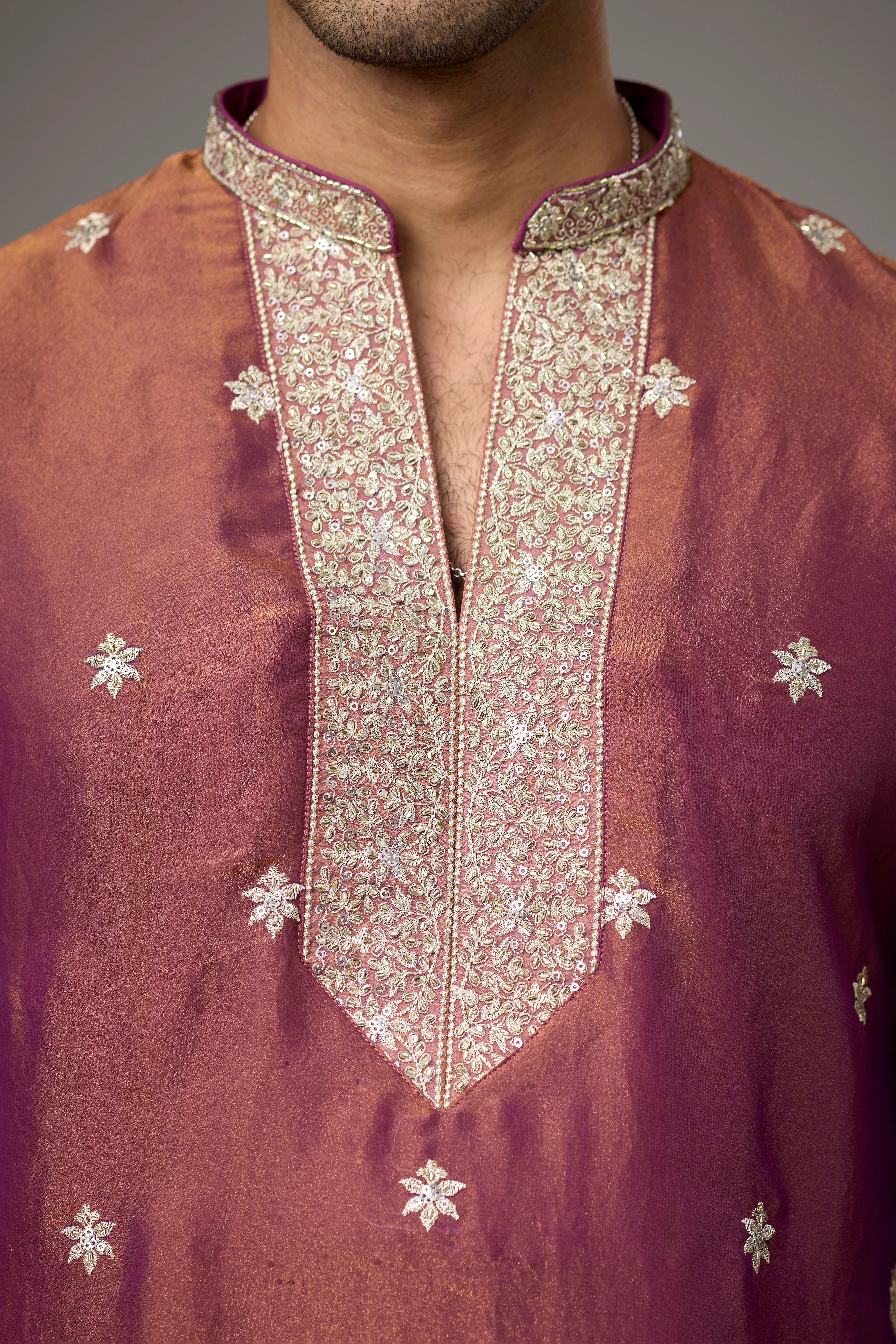 Maroon Royale Embroidered Kurta with Stole