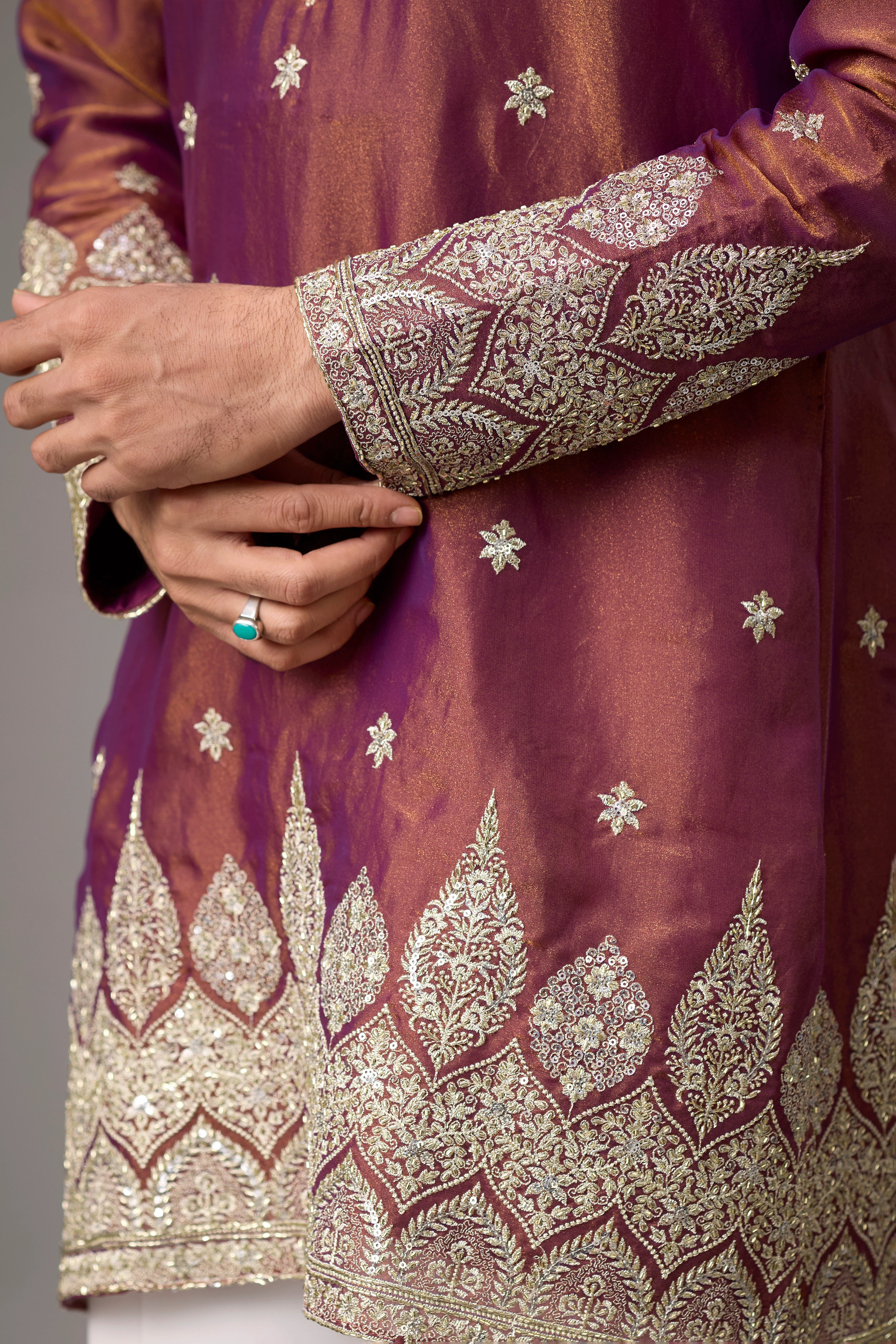 Maroon Royale Embroidered Kurta with Stole