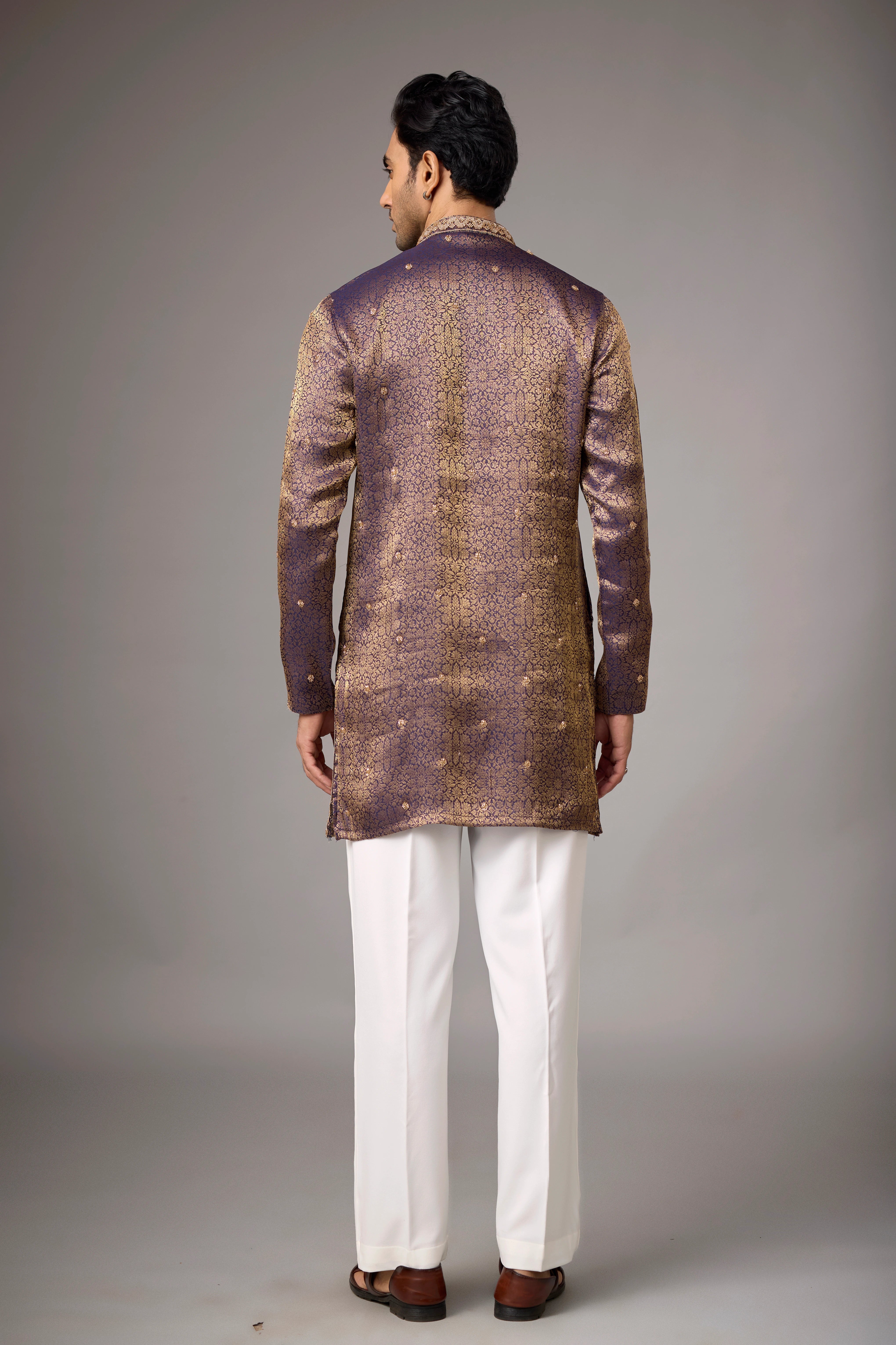 Antique Purple Regal Brocade Kurta Set