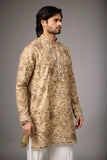 Champagne Floral Embellished Heritage Kurta Set