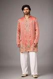 Coral Peach Regal Embroidered Kurta Set