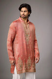 Coral Peach Regal Embroidered Kurta Set