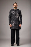 Midnight Black Floral Embroidered Kurta Set