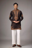 Dark Brown Regal Floral Embroidered Kurta Set