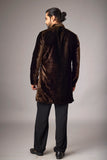Chocolate Brown Velvet-Look Floral Embroidered Kurta Set