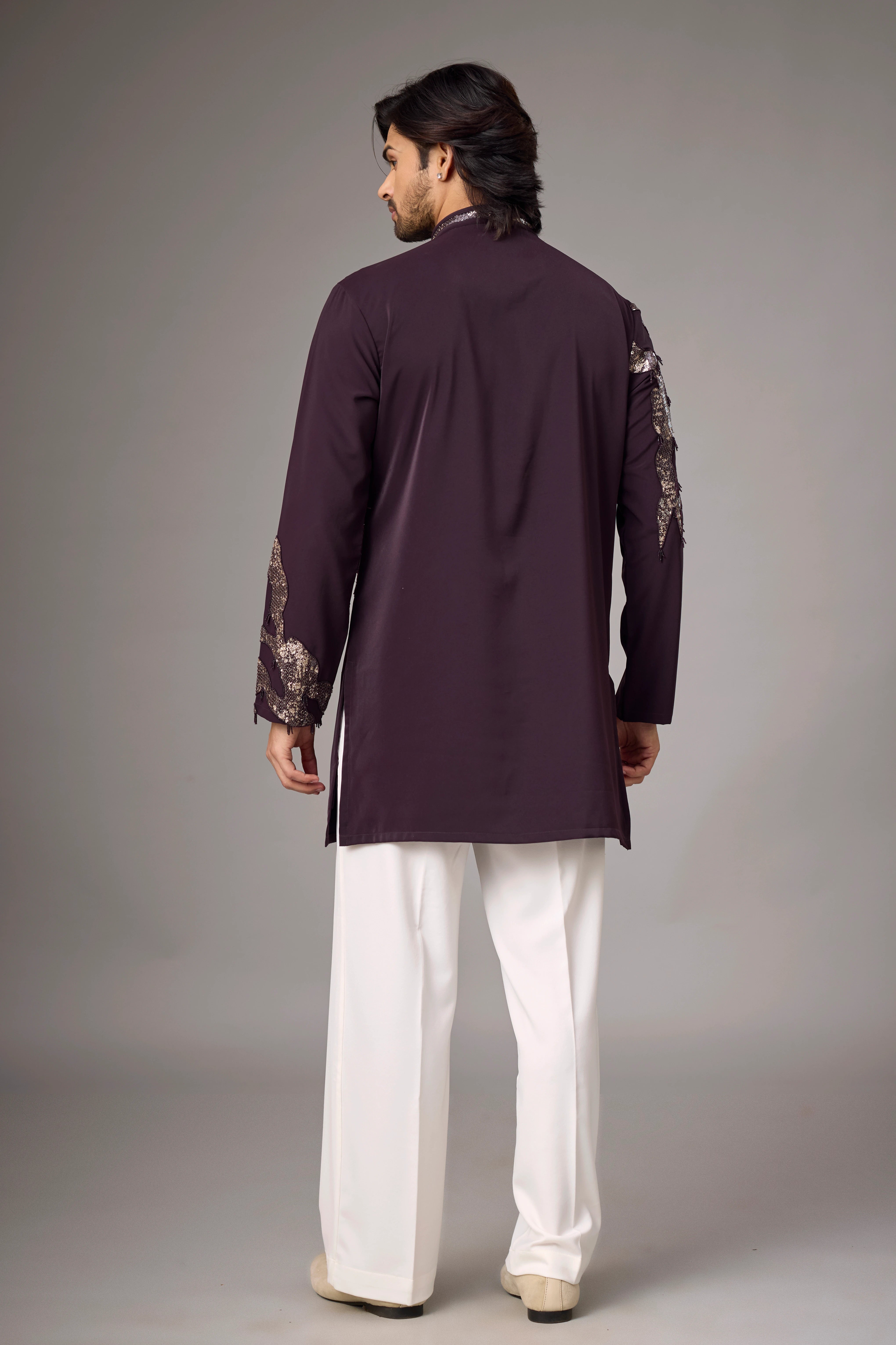 Deep Plum Contemporary Embroidered Kurta Set