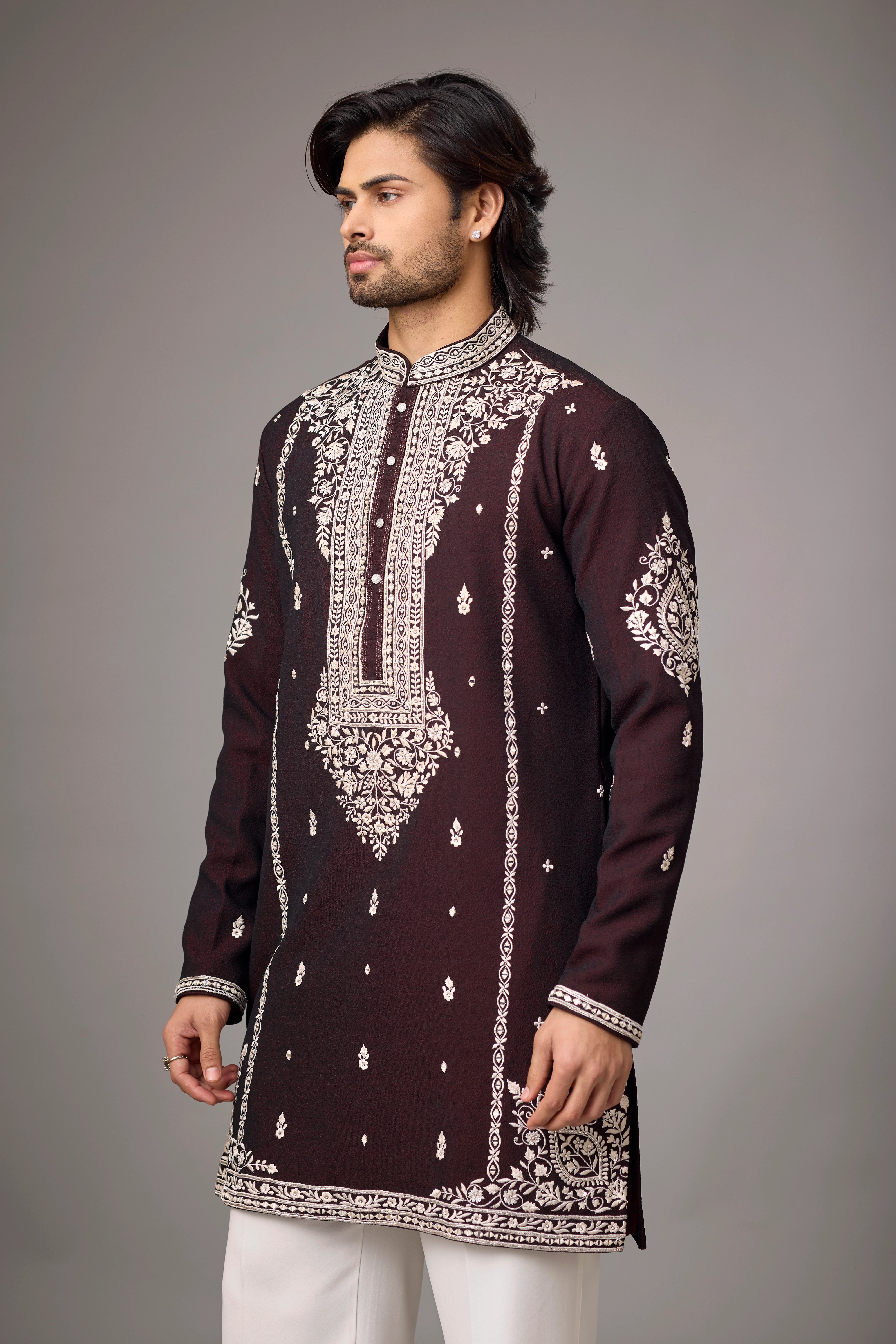 Regal Maroon Heritage Embroidered Kurta Set