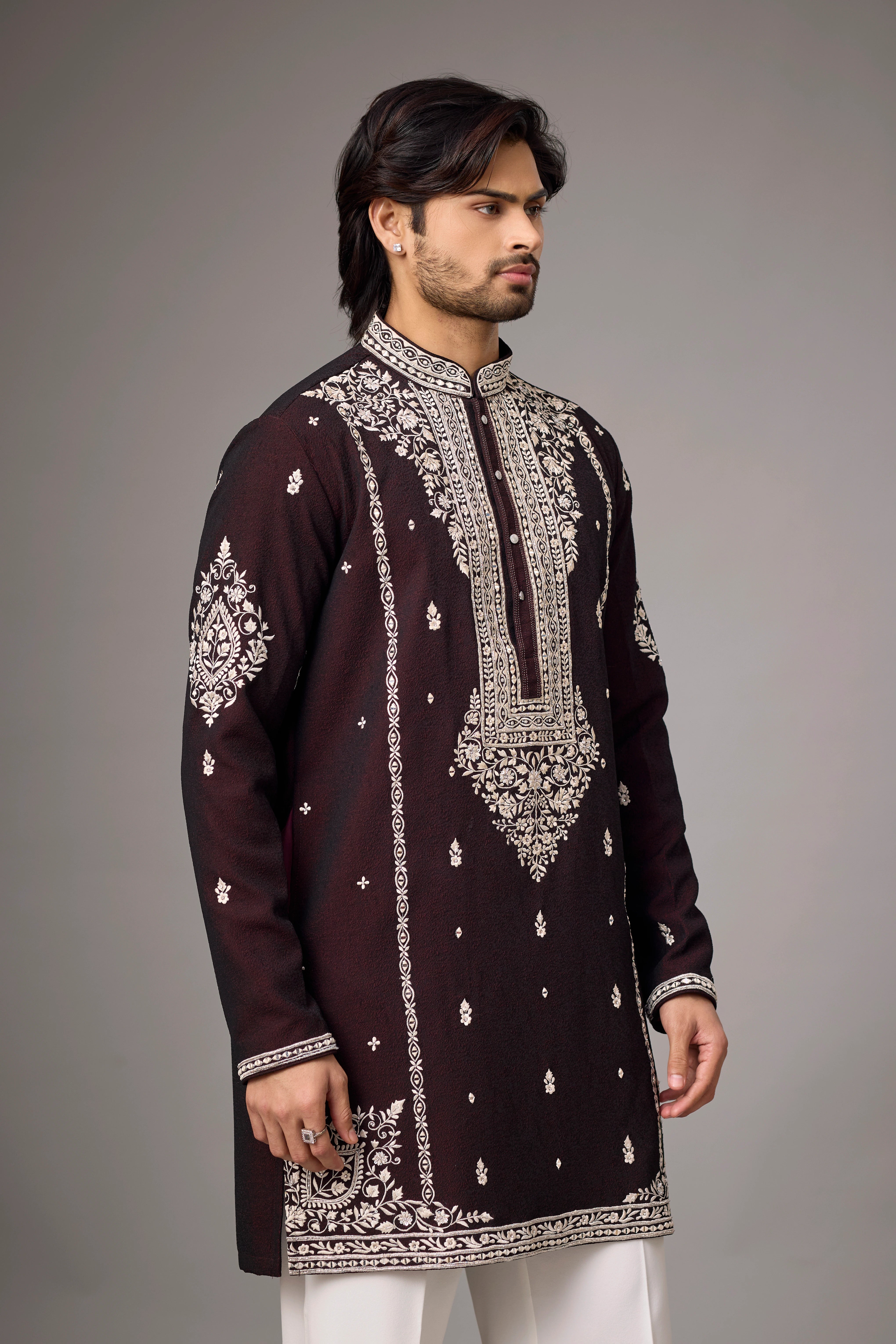 Regal Maroon Heritage Embroidered Kurta Set