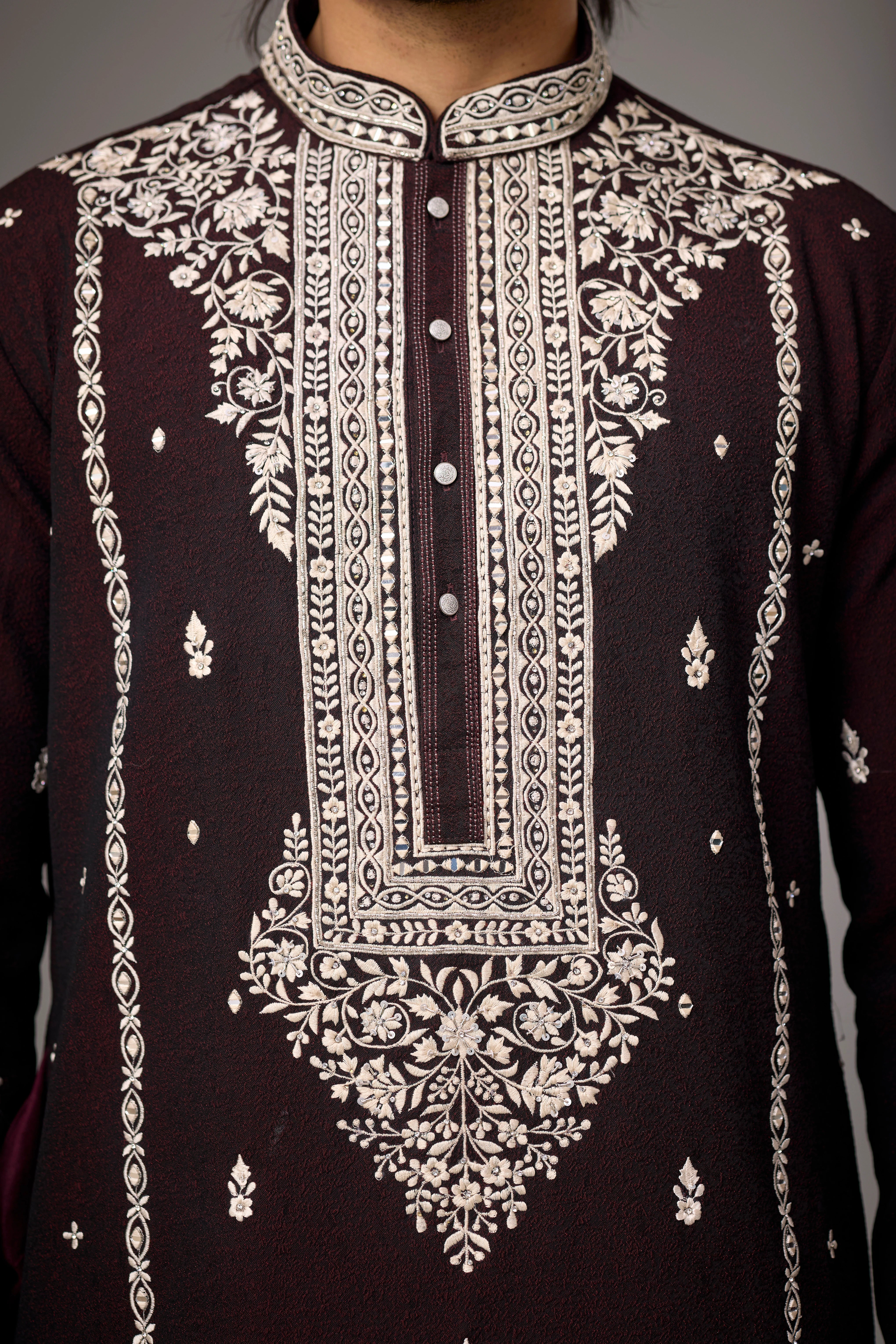 Regal Maroon Heritage Embroidered Kurta Set