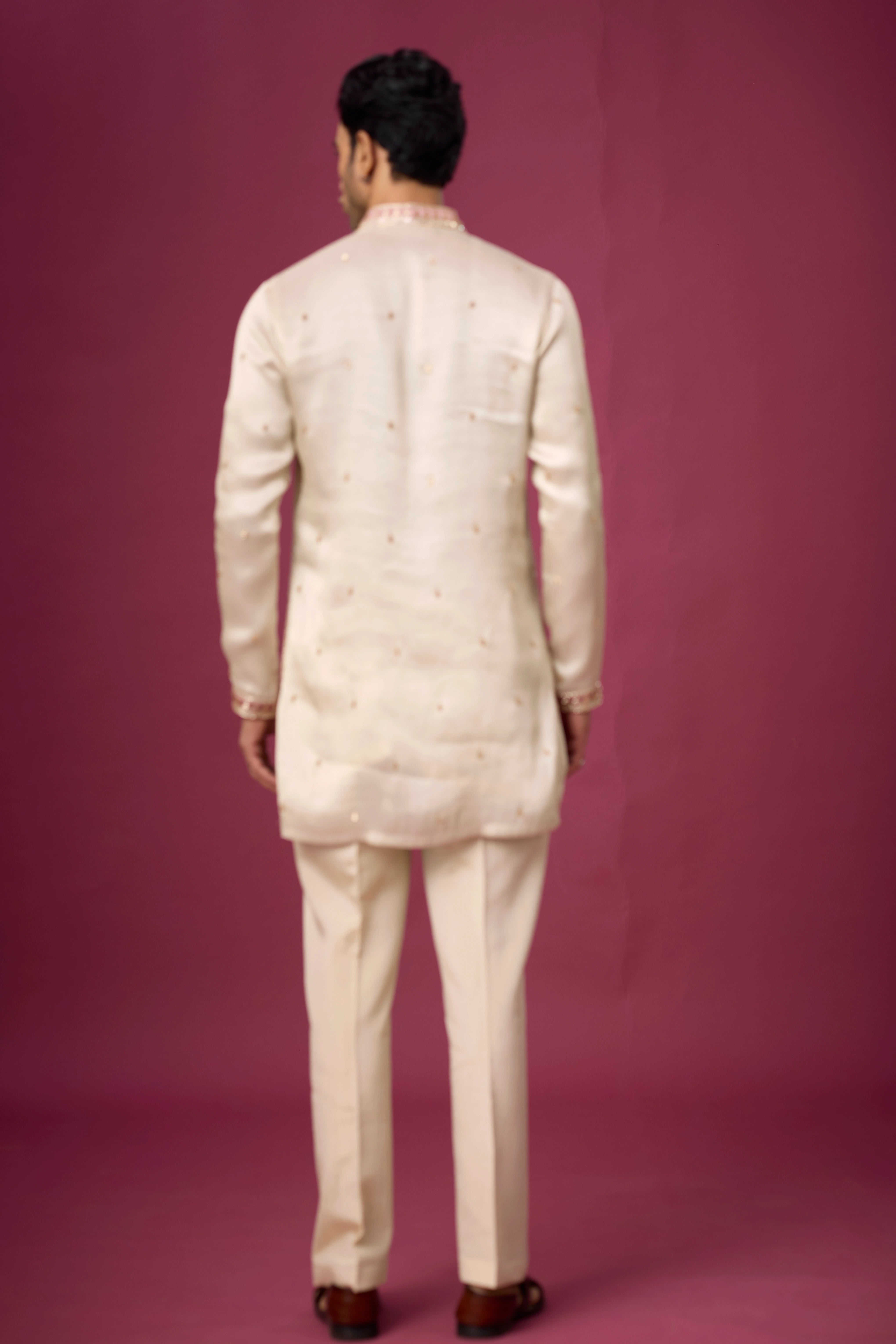 Ivory Rosé Heritage Embroidered Kurta Set