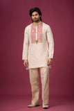 Off-White Rosé Heritage Embroidered Kurta Set