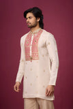 Off-White Rosé Heritage Embroidered Kurta Set