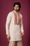 Off-White Rosé Heritage Embroidered Kurta Set