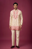 Ivory Rosé Floral Embroidered Kurta Set