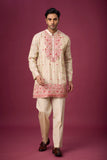 Ivory Rosé Floral Embroidered Kurta Set
