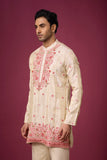 Ivory Rosé Floral Embroidered Kurta Set