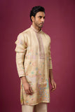 Champagne Beige Peacock Heritage Kurta Set