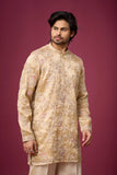Champagne Beige Floral Elegance Kurta Set