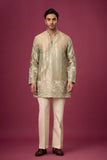 Champagne Gold Woven Heritage Kurta Set