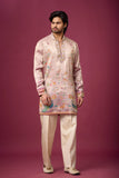 Blush Pink Peacock Heritage Kurta Set
