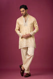Champagne Gold Floral Border Kurta Set
