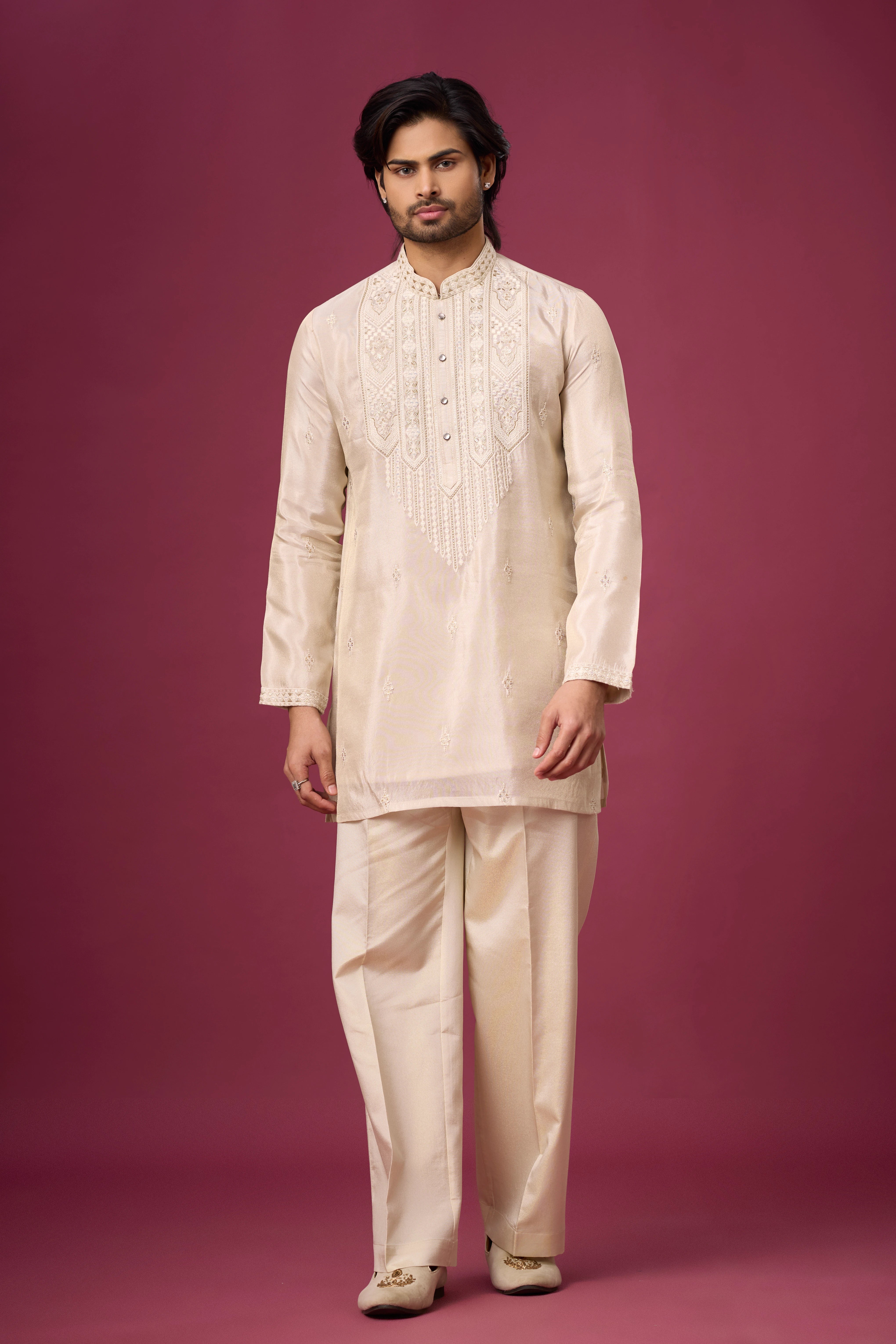 Ivory Pearl Heritage Embroidered Kurta Set
