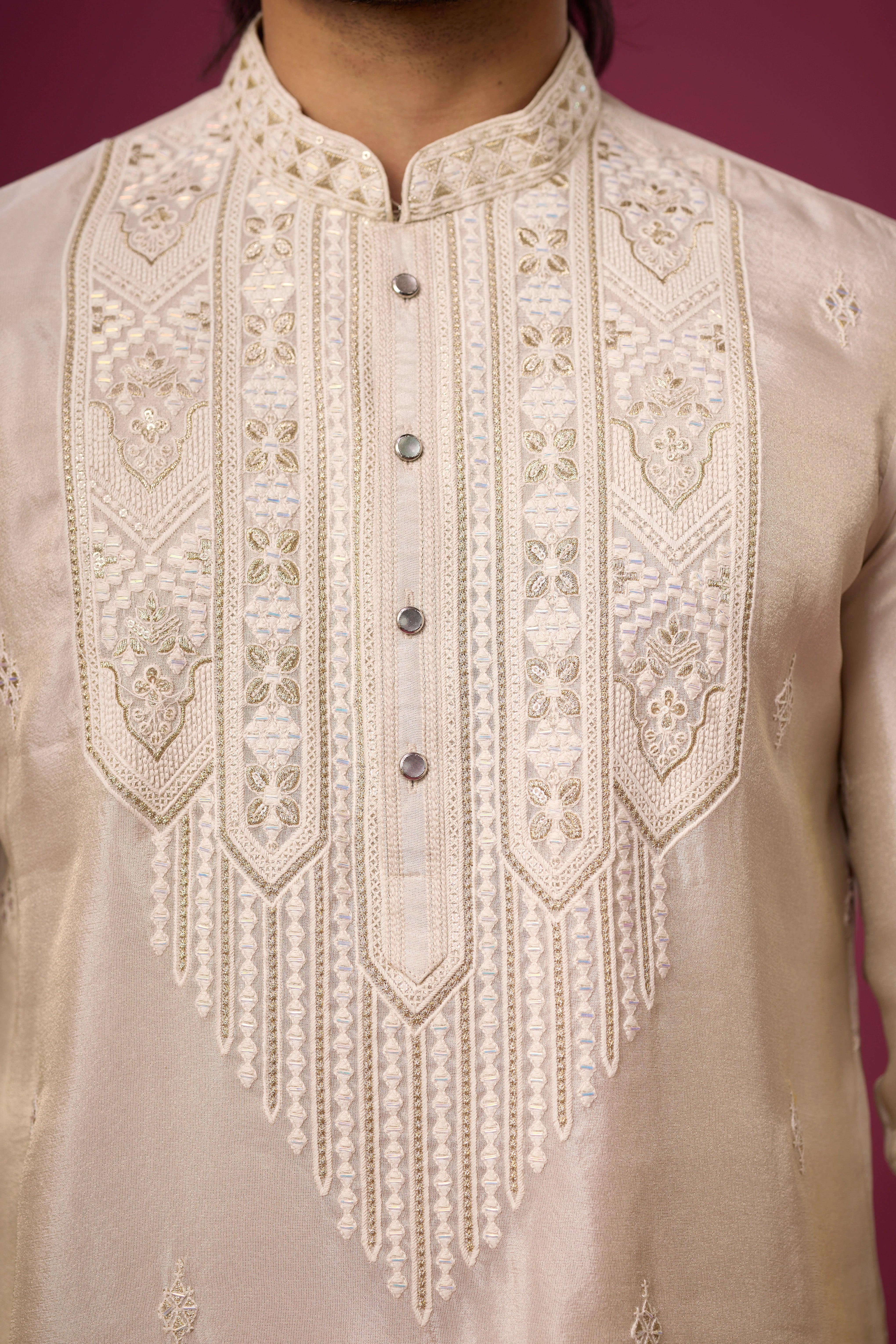 Ivory Pearl Heritage Embroidered Kurta Set
