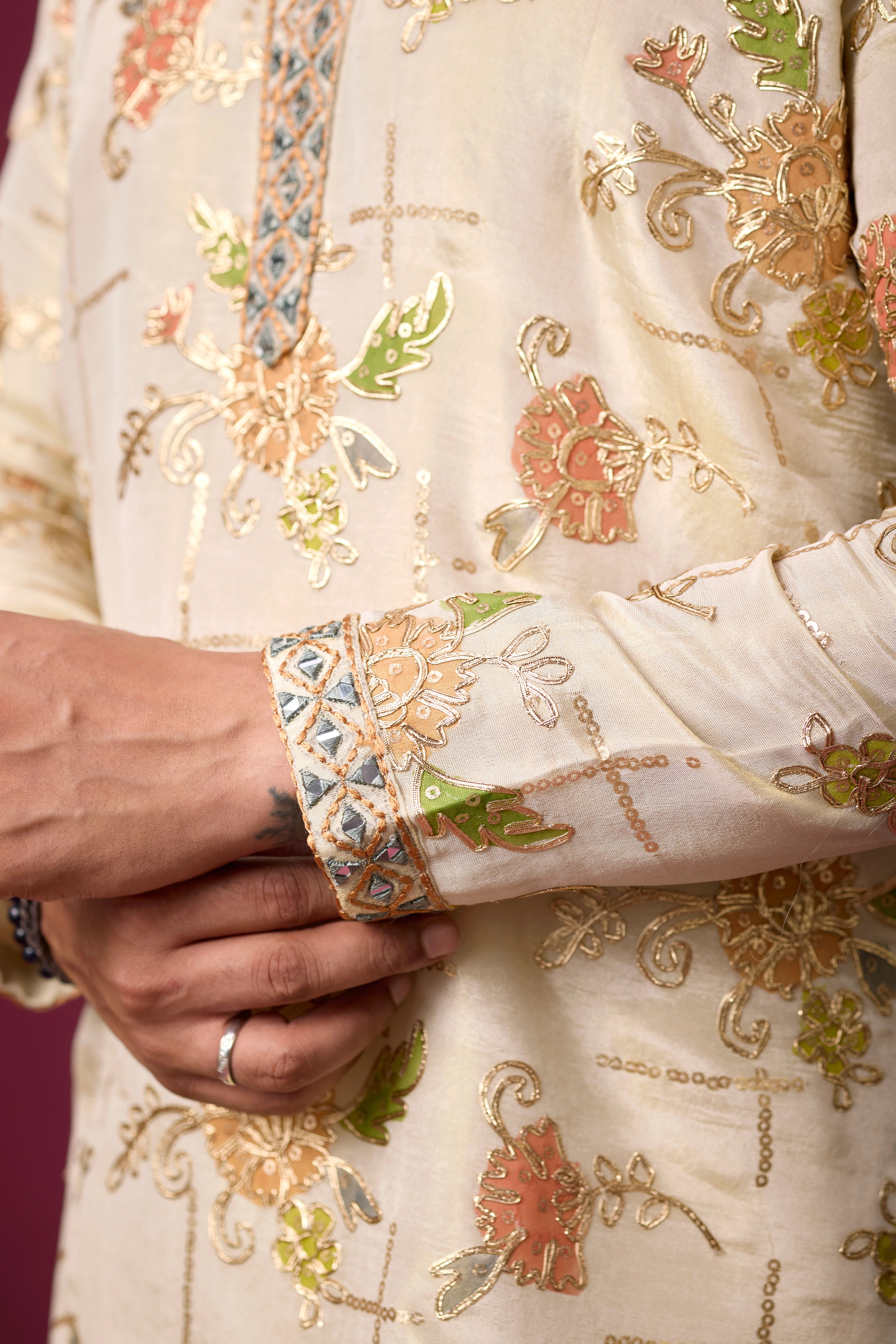 Ivory Floral Heritage Embroidered Kurta Set